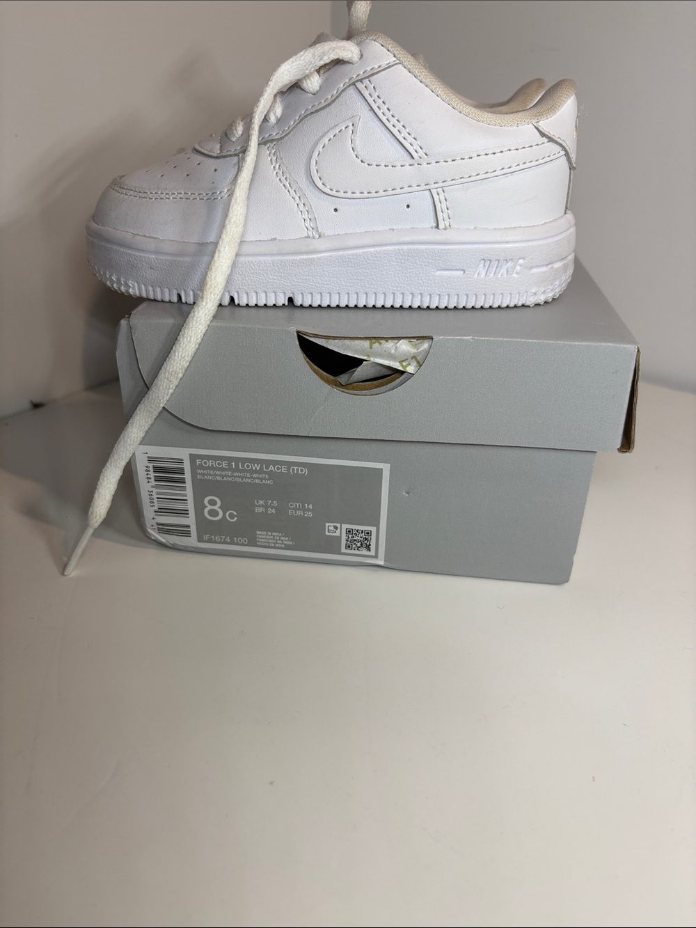Nike White Toddler Air Force 1 Low Lace Sneaker